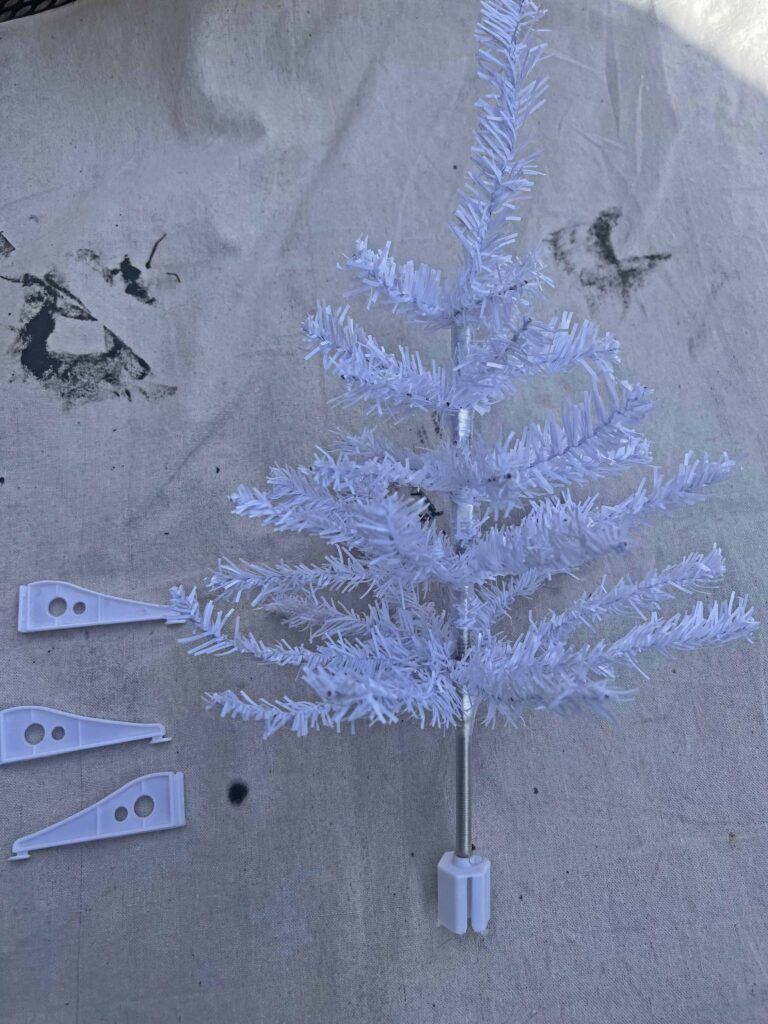 DIY vintage tinsel tree with jadeite ornaments