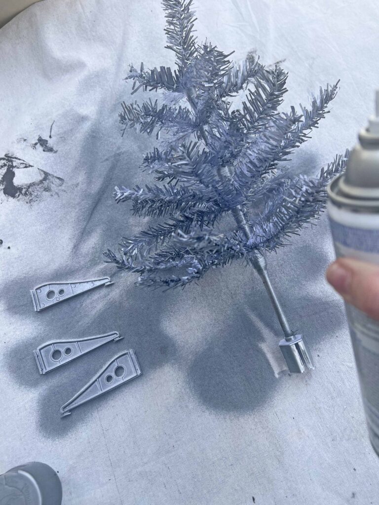 DIY vintage tinsel tree with jadeite ornaments