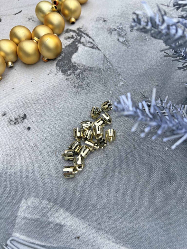 DIY vintage tinsel tree with jadeite ornaments