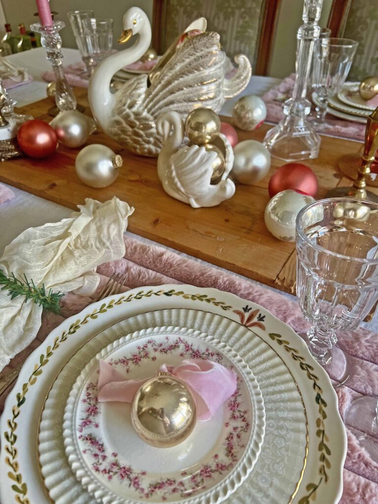 Christmas festive pink table