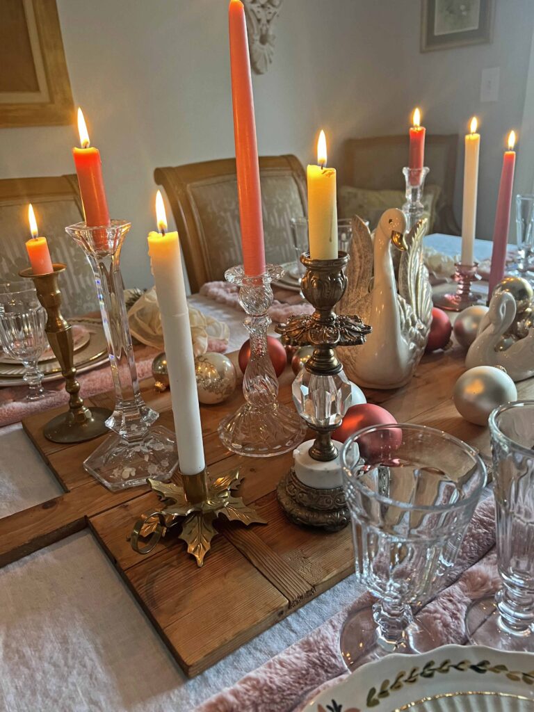 Christmas festive pink table