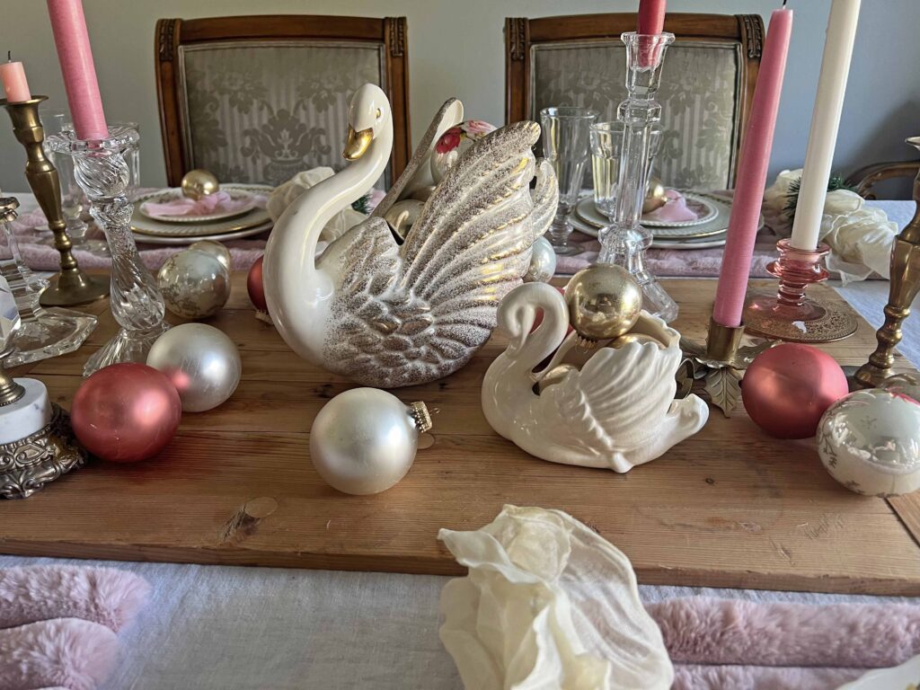 Christmas festive pink table