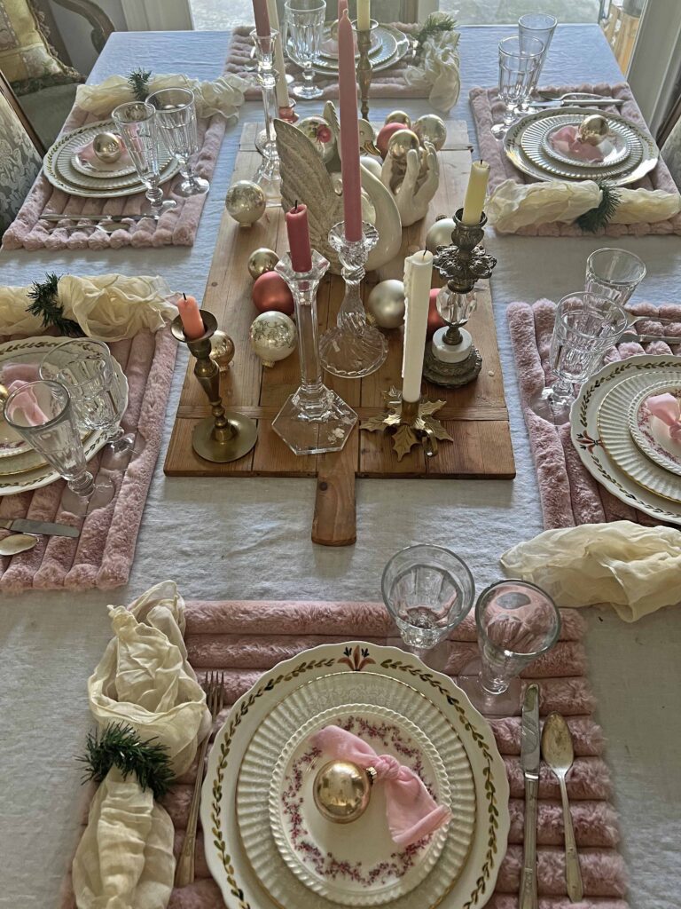 Christmas festive pink table