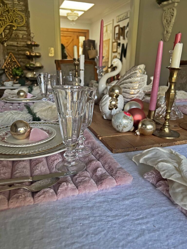Christmas festive pink table