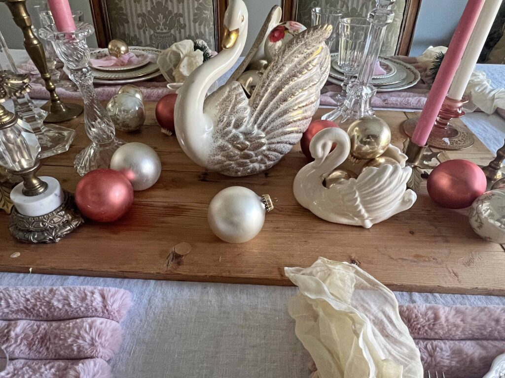 Christmas festive pink table