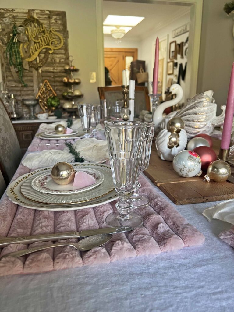 Christmas festive pink table