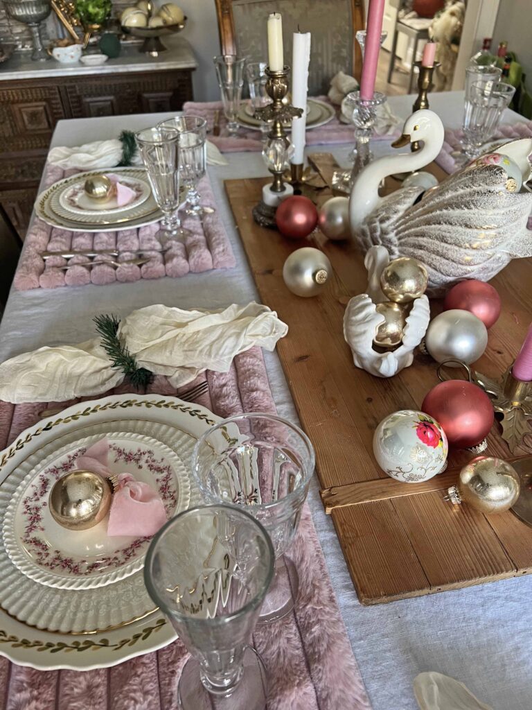 Christmas festive pink table