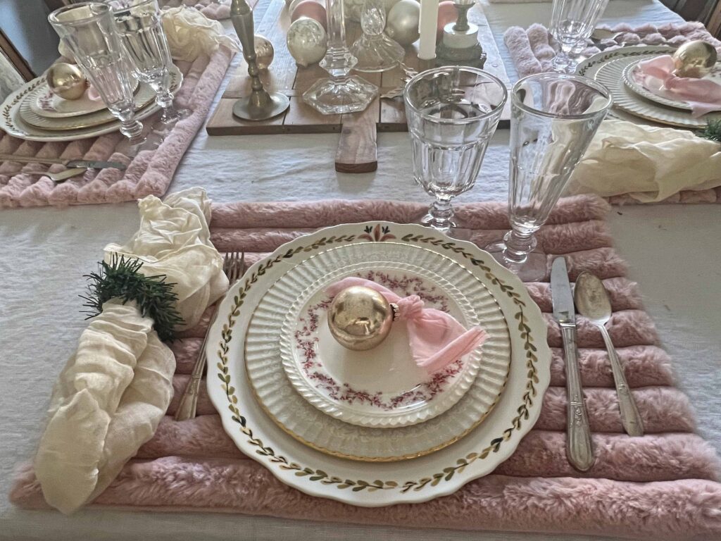 Christmas festive pink table