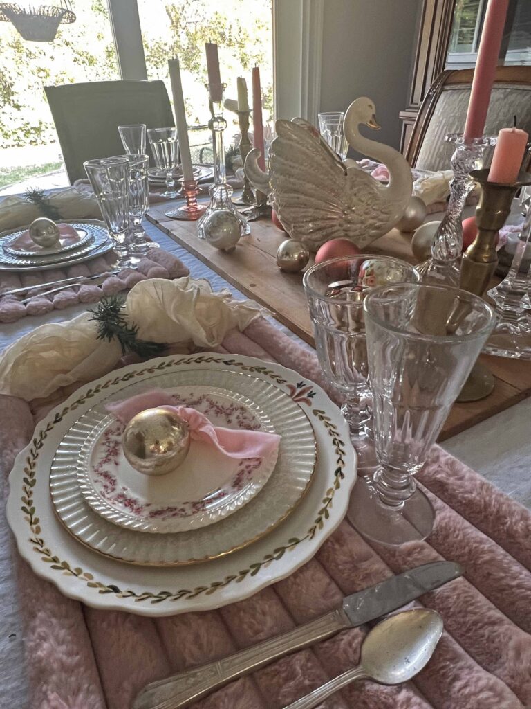 Christmas festive pink table