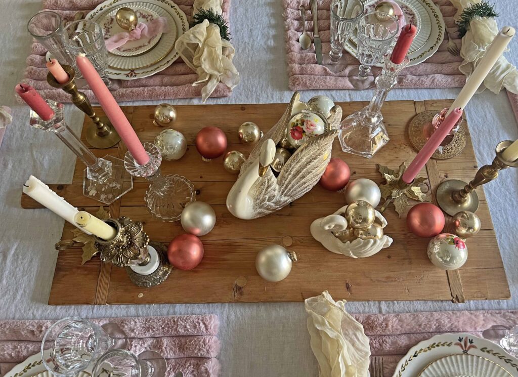 Christmas festive pink table