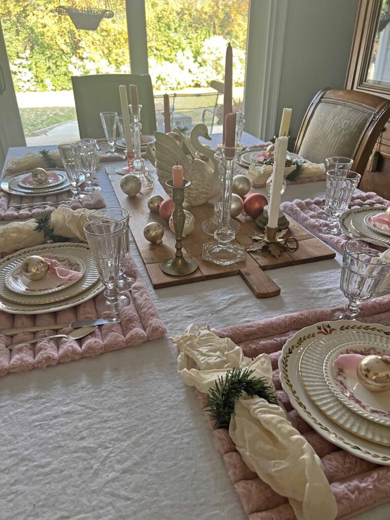 Christmas festive pink table
