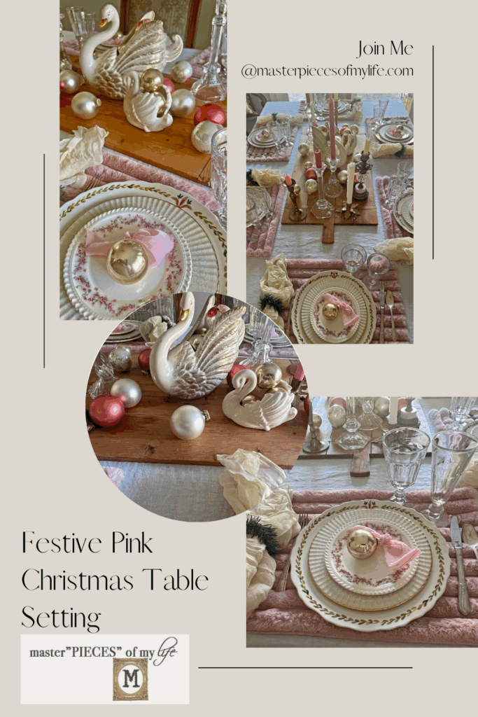 Christmas festive pink table Pinterest