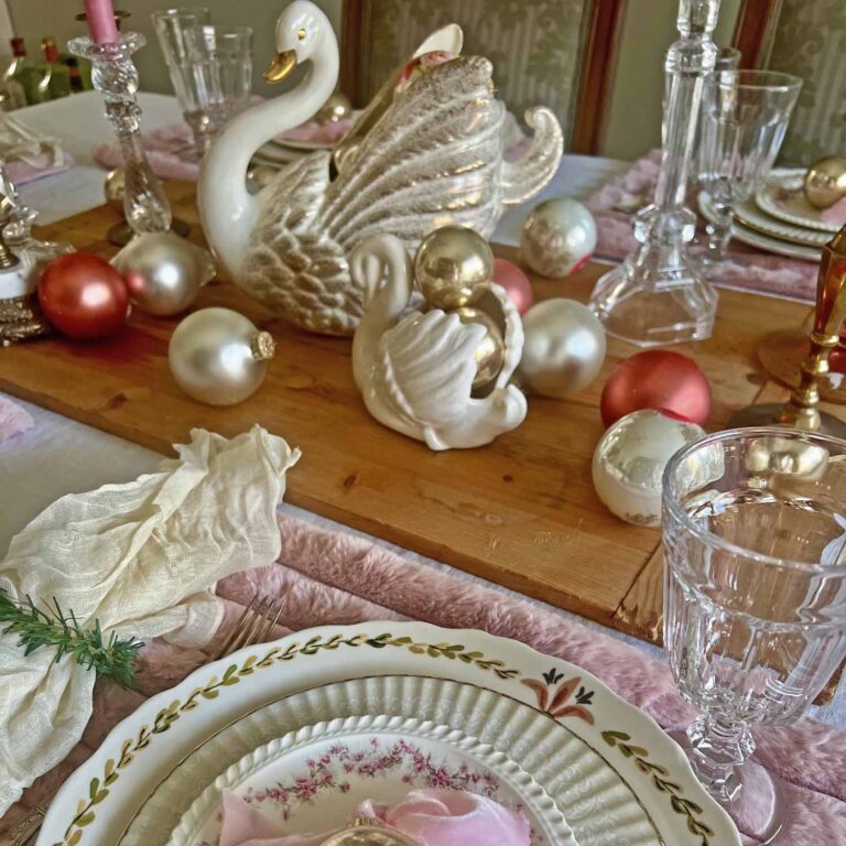 Festive Pink Christmas Table Setting