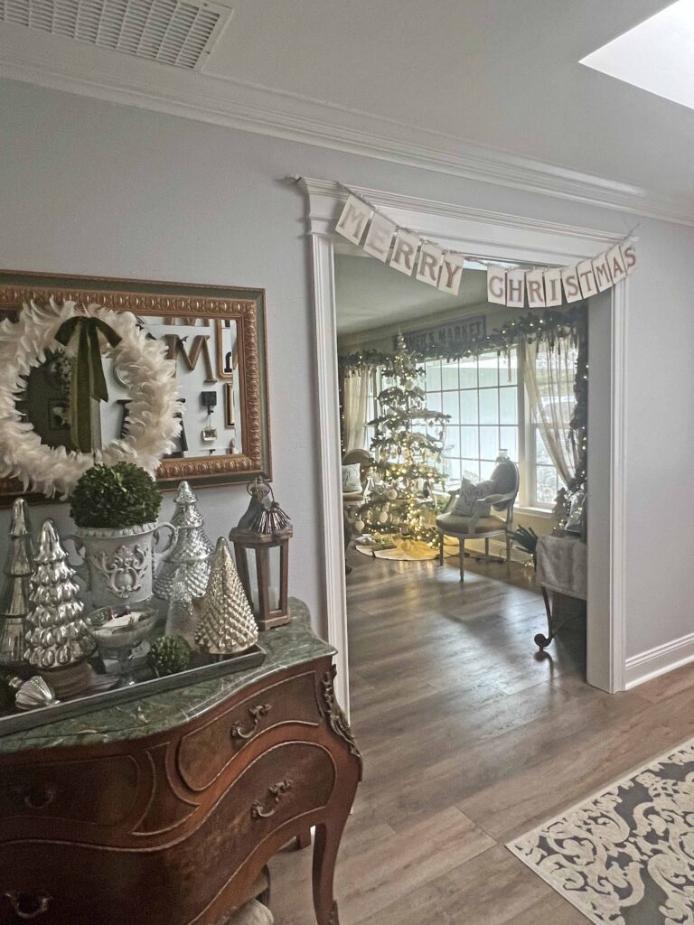 shiny and bright Christmas foyer