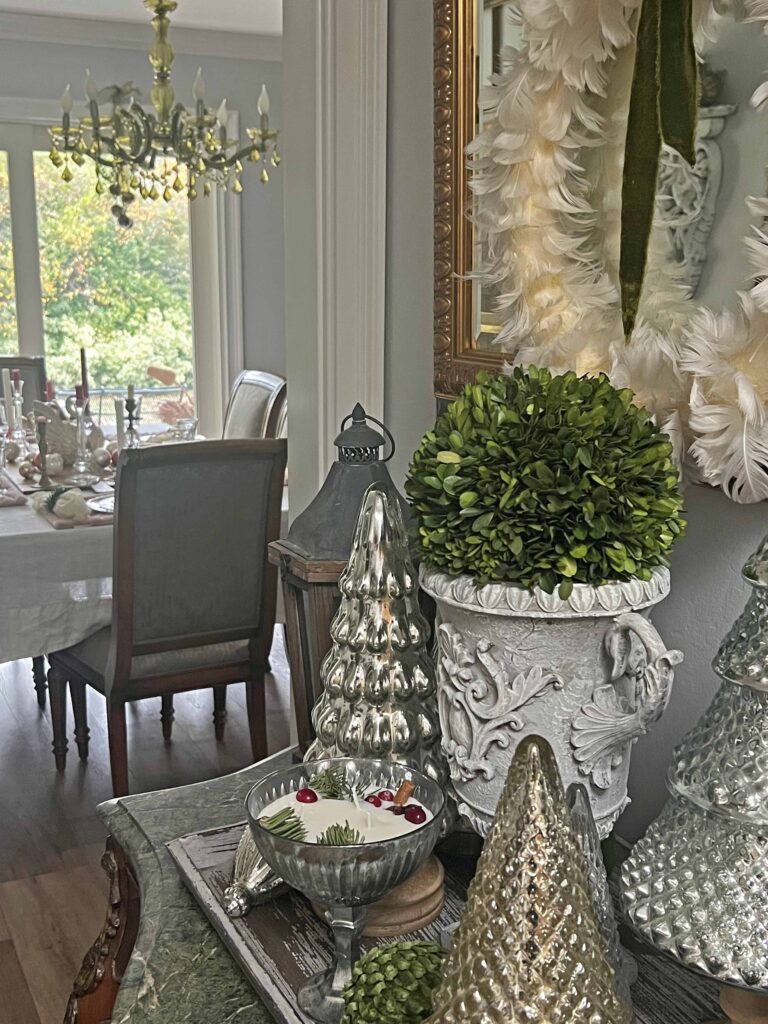 shiny and bright Christmas foyer