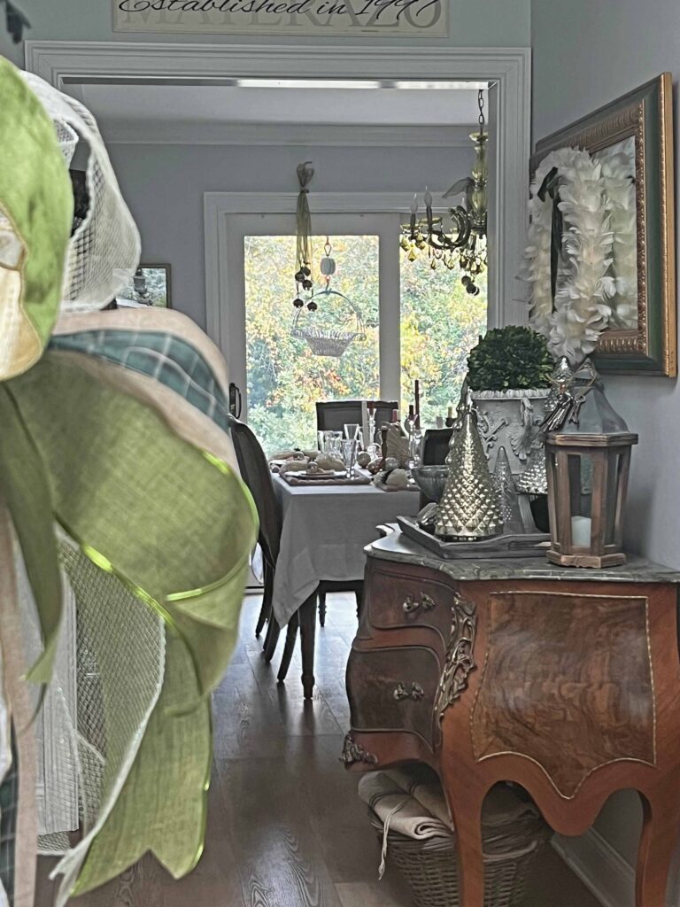 shiny and bright Christmas foyer