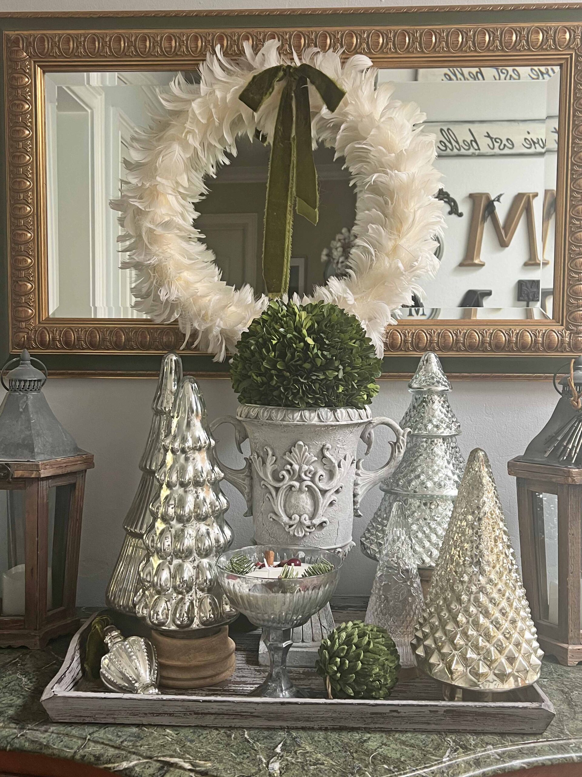 shiny and bright Christmas foyer