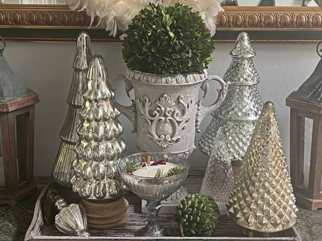 shiny and bright Christmas foyer