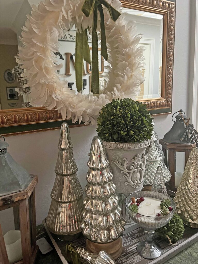 shiny and bright Christmas foyer