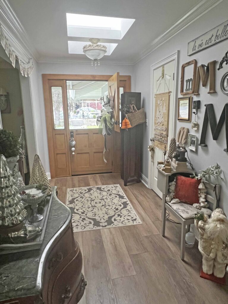 shiny and bright Christmas foyer