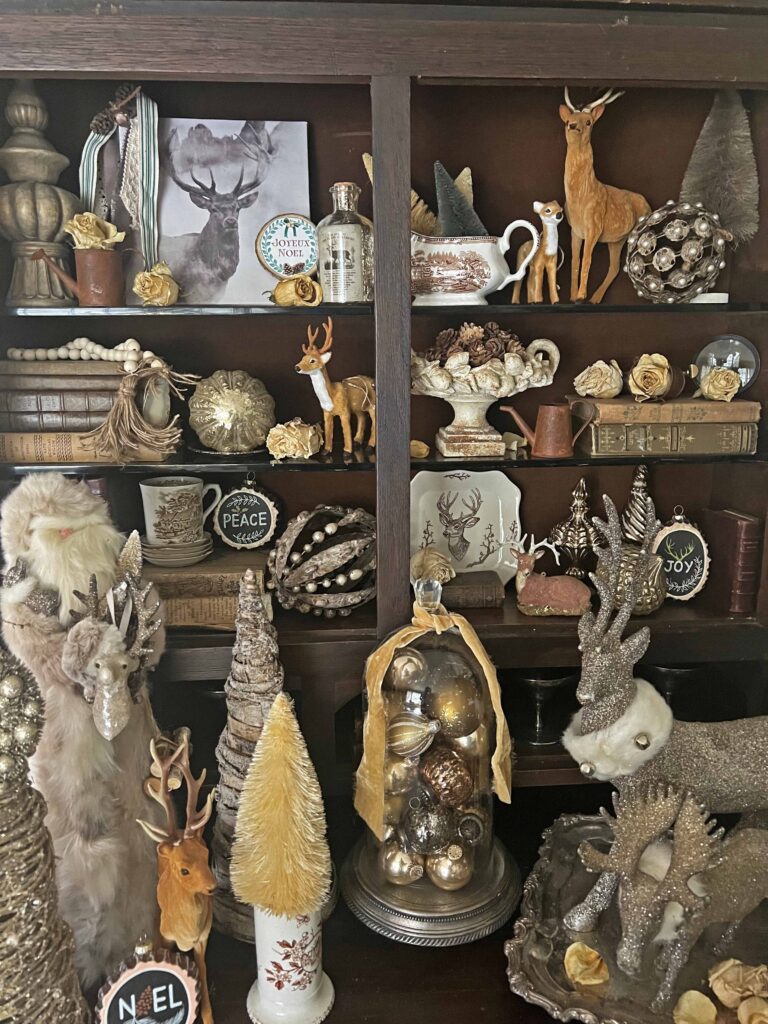 stag buck deer decor Christmas vignette