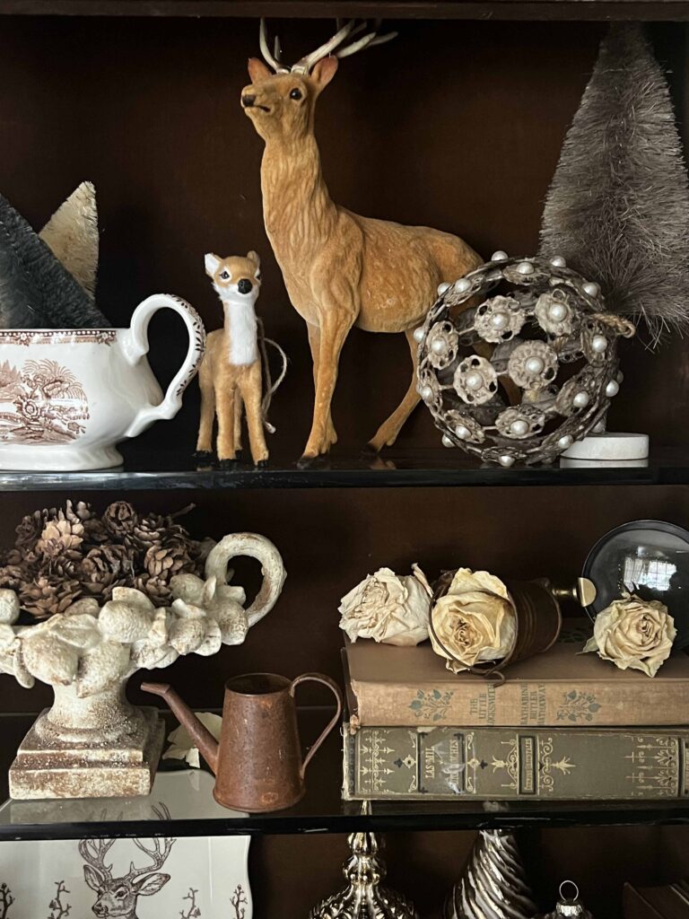 stag buck deer decor Christmas vignette