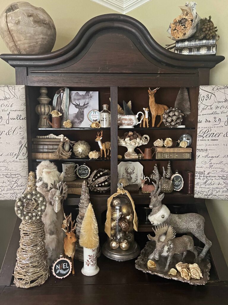 stag buck deer decor Christmas vignette