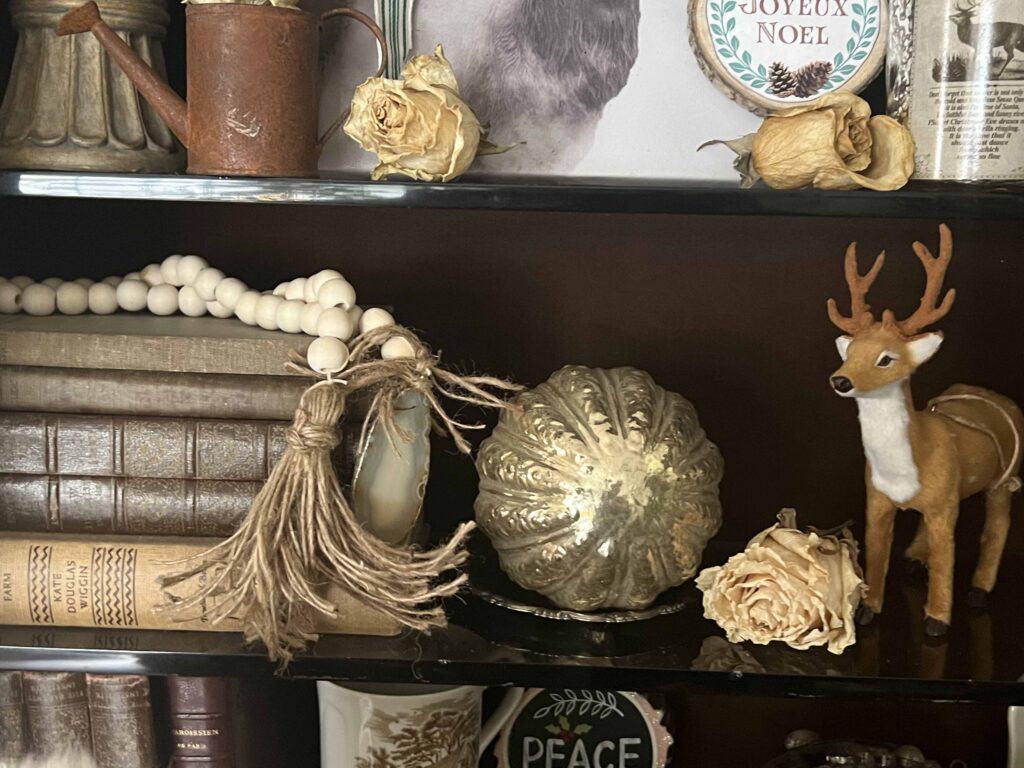 stag buck deer decor Christmas vignette