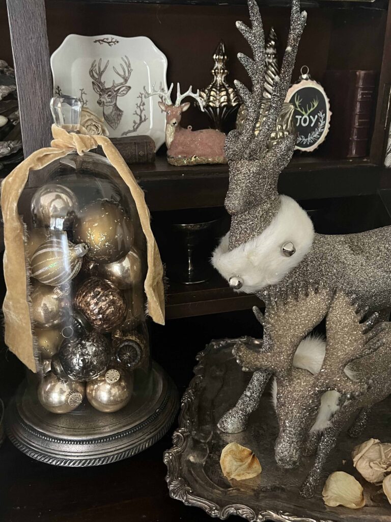 stag buck deer decor Christmas vignette