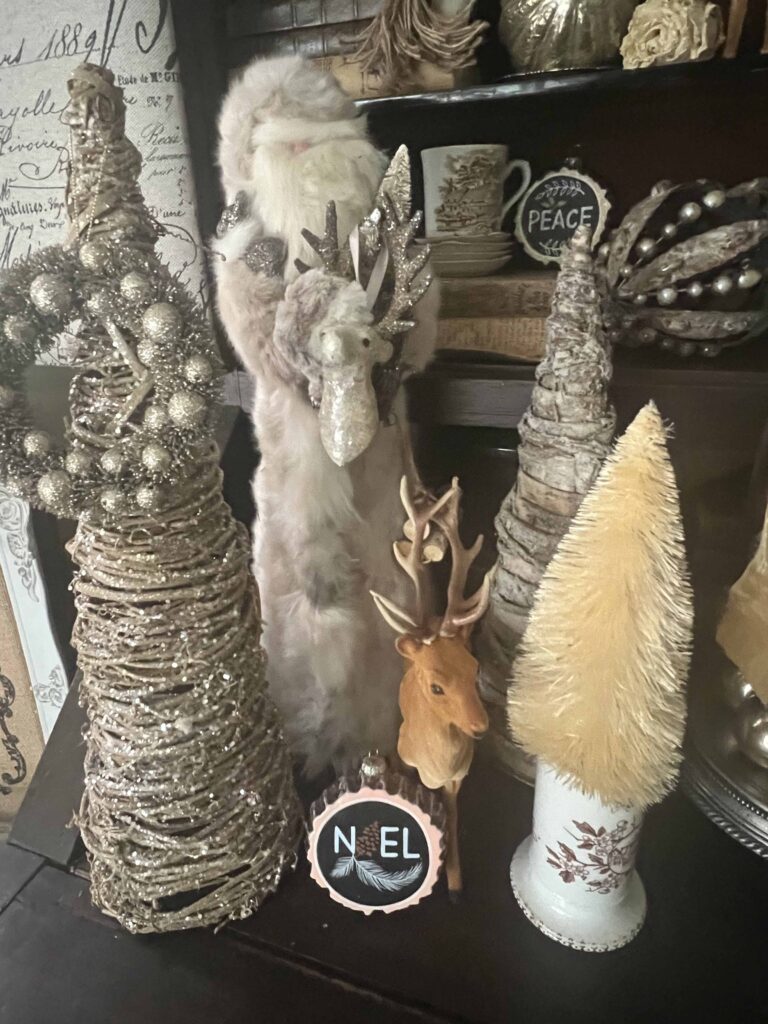 stag buck deer decor Christmas vignette