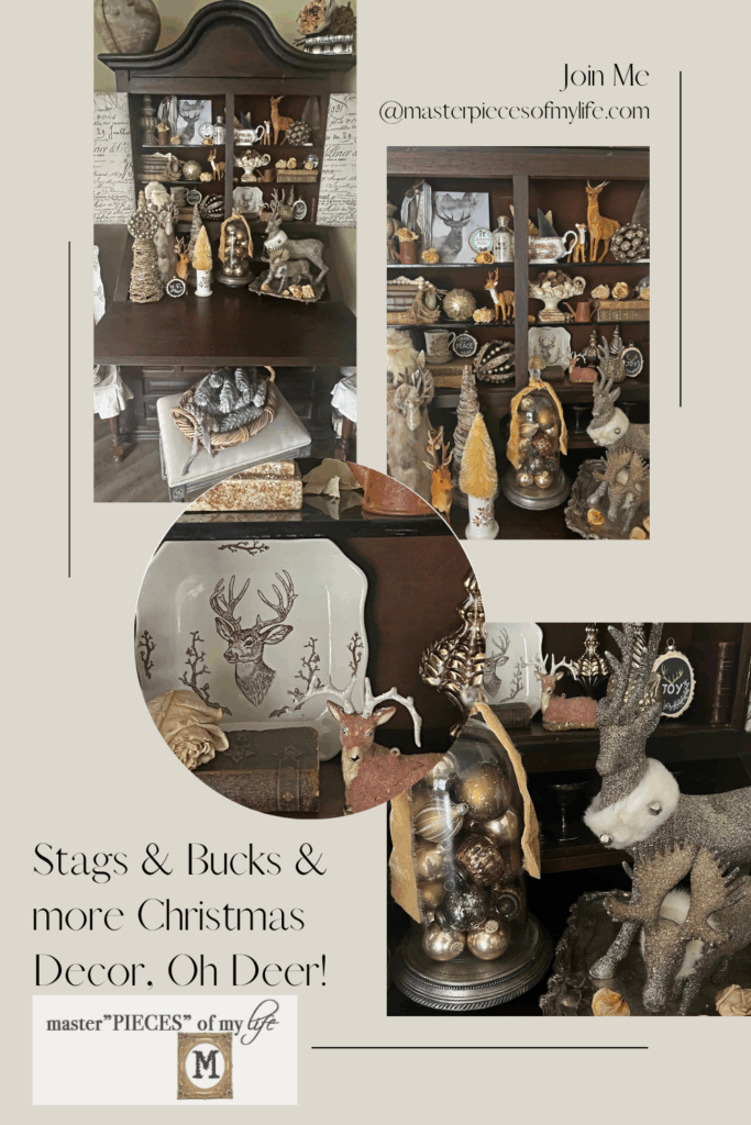 stag buck deer decor Christmas vignette Pinterest