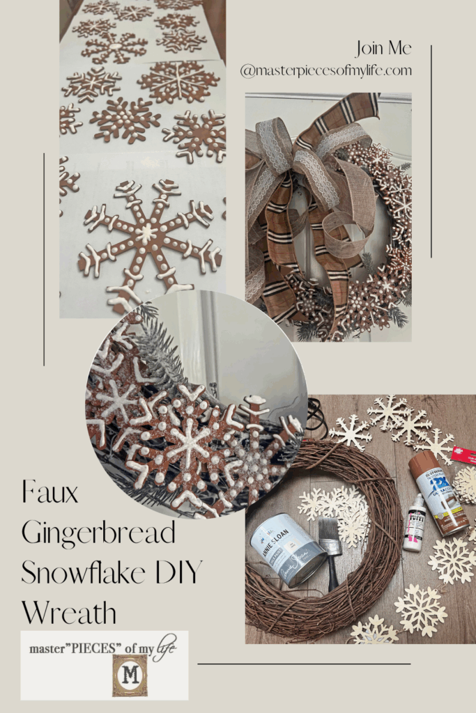 faux gingerbread snowflake wreath DIY Pinterest