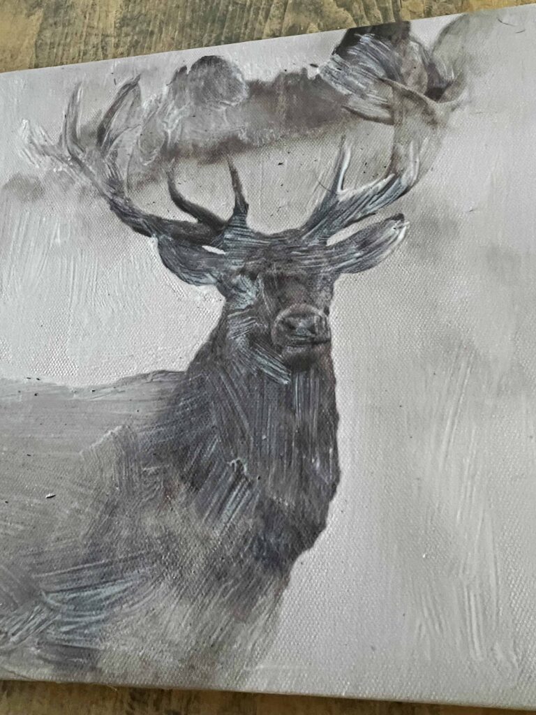 Dollar Tree stag canvas glow-up