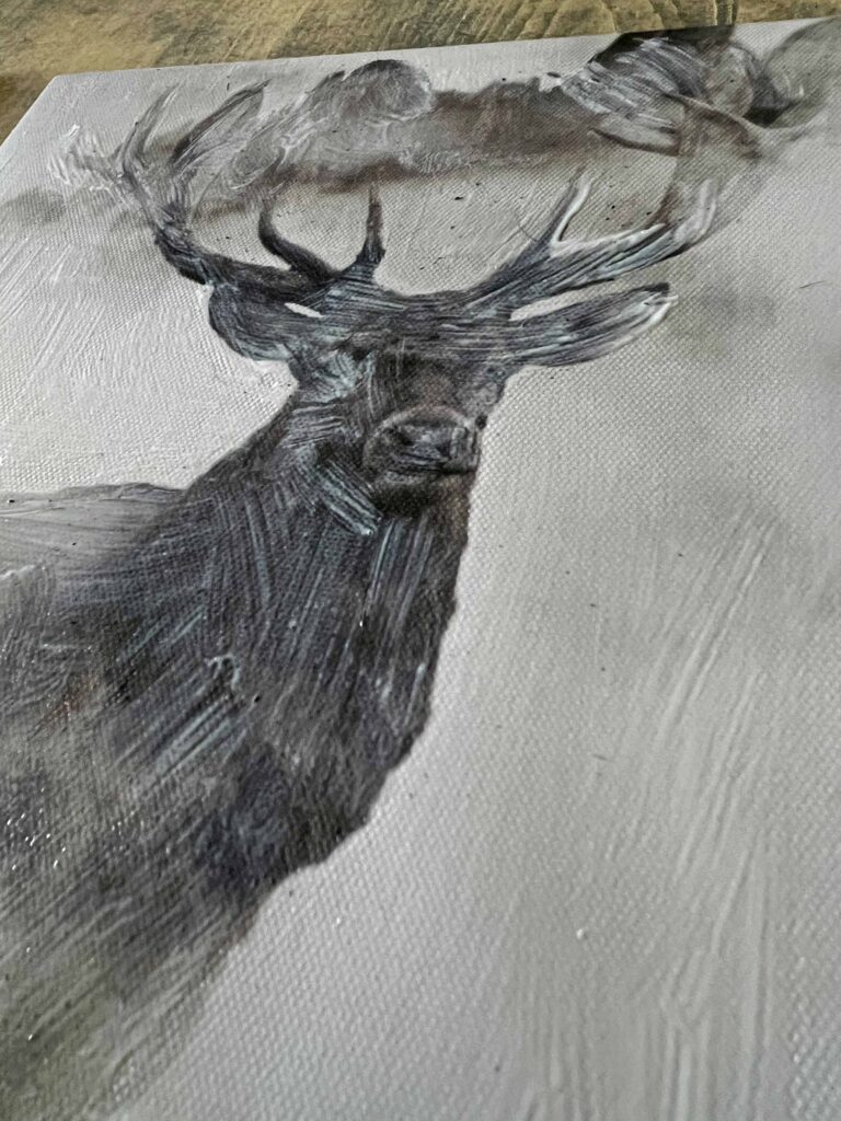 Dollar Tree stag canvas glow-up