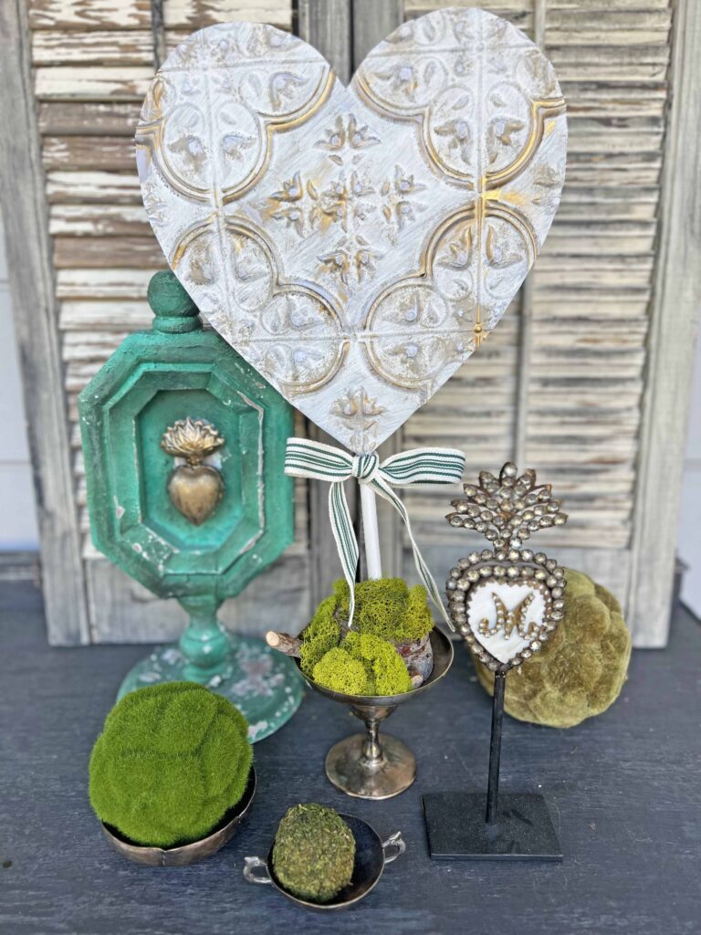 faux tin tile heart DIY