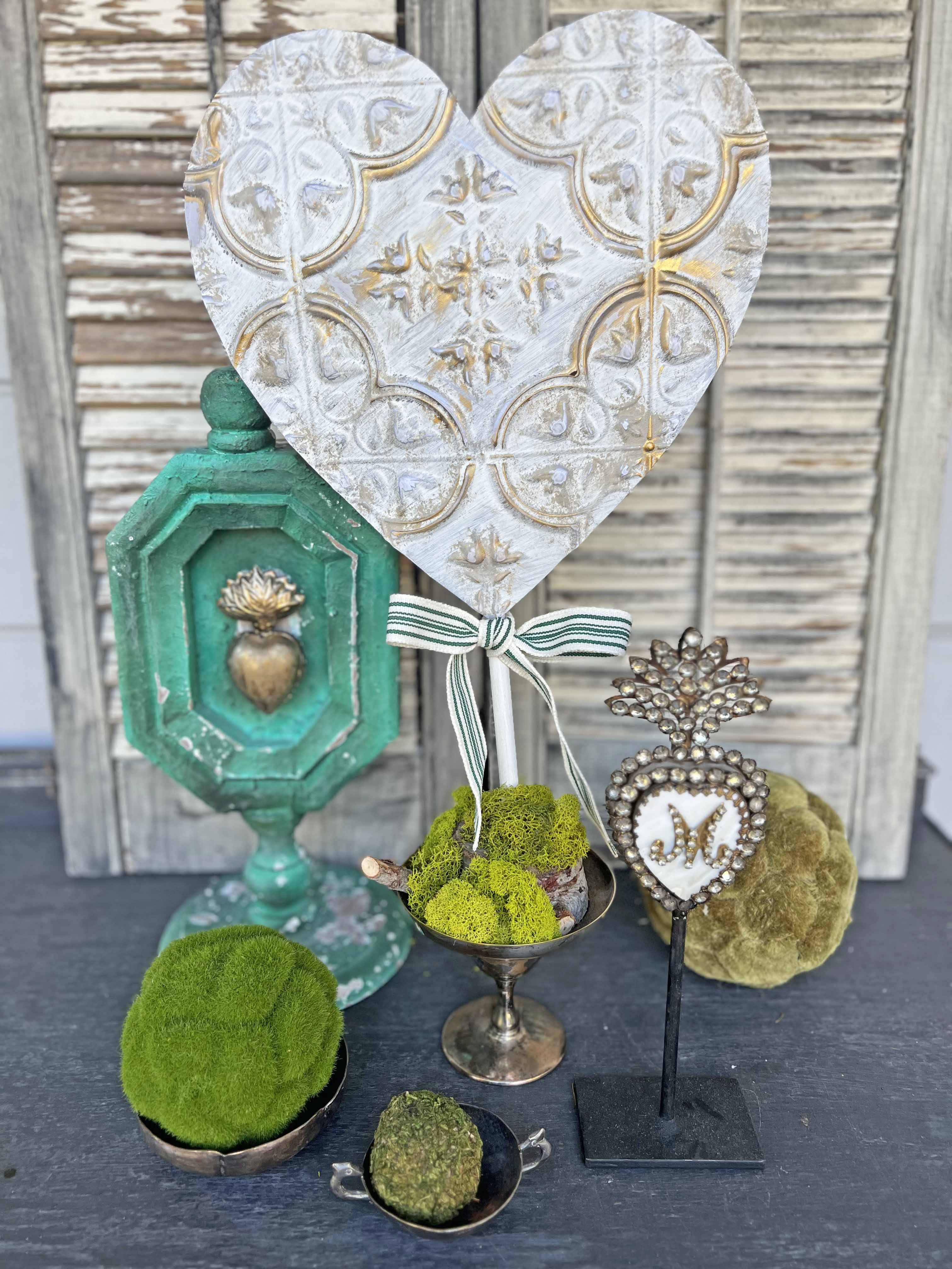 faux tin tile heart DIY