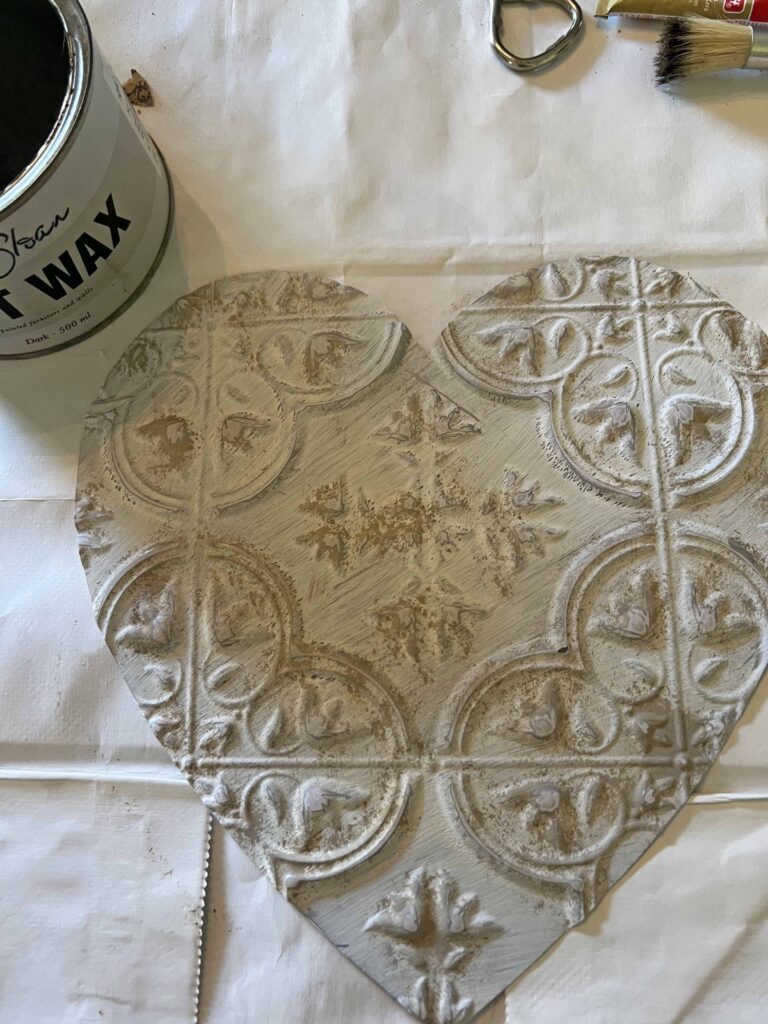 faux tin tile heart DIY