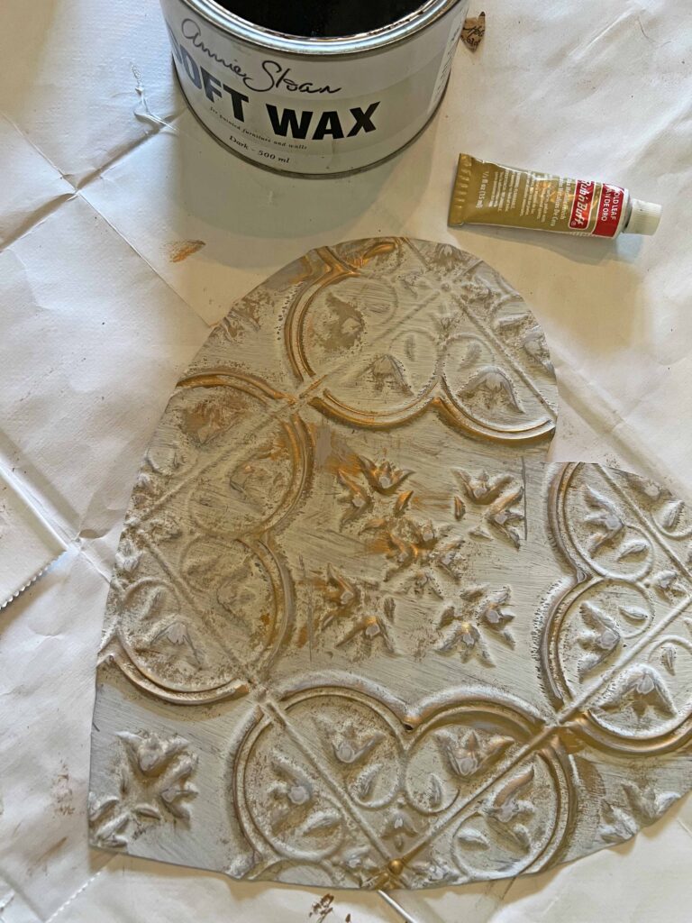 faux tin tile heart DIY