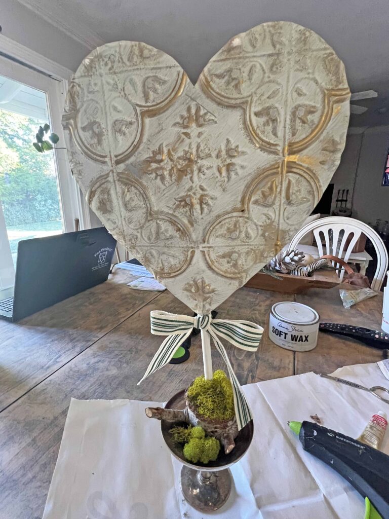 faux tin tile heart DIY