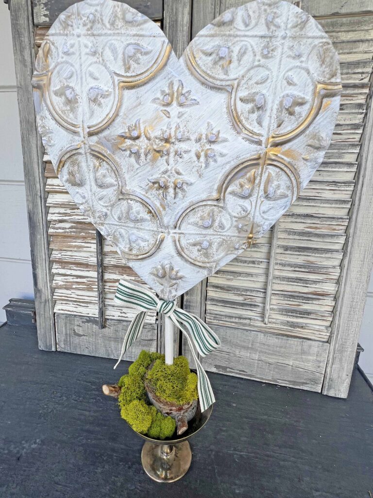 faux tin tile heart DIY