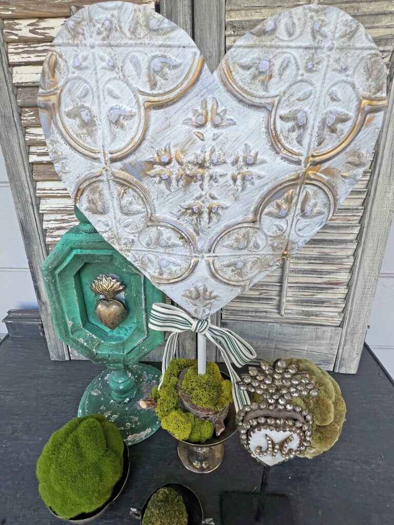 faux tin tile heart DIY
