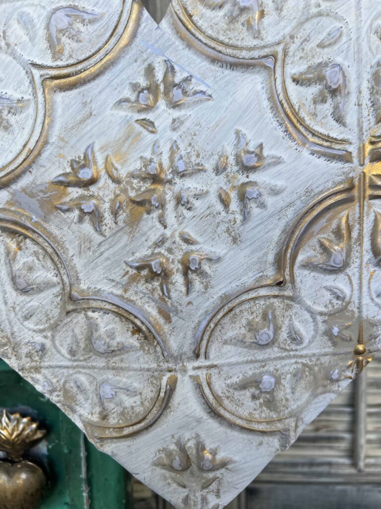 faux tin tile heart DIY