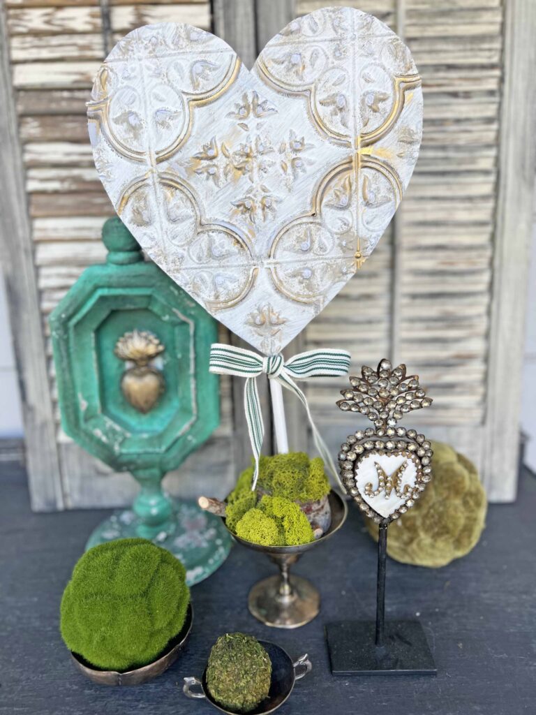 faux tin tile heart DIY
