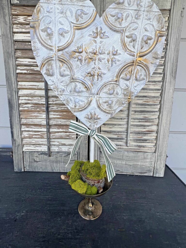 faux tin tile heart DIY