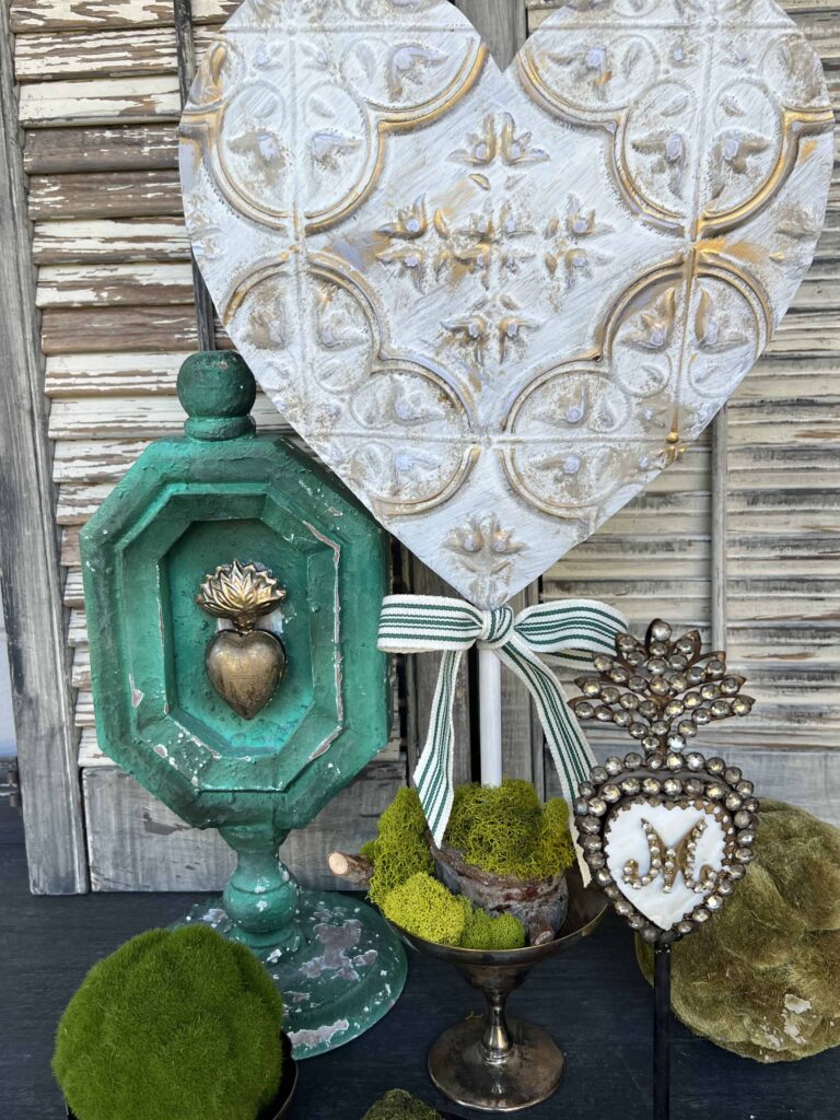 faux tin tile heart DIY