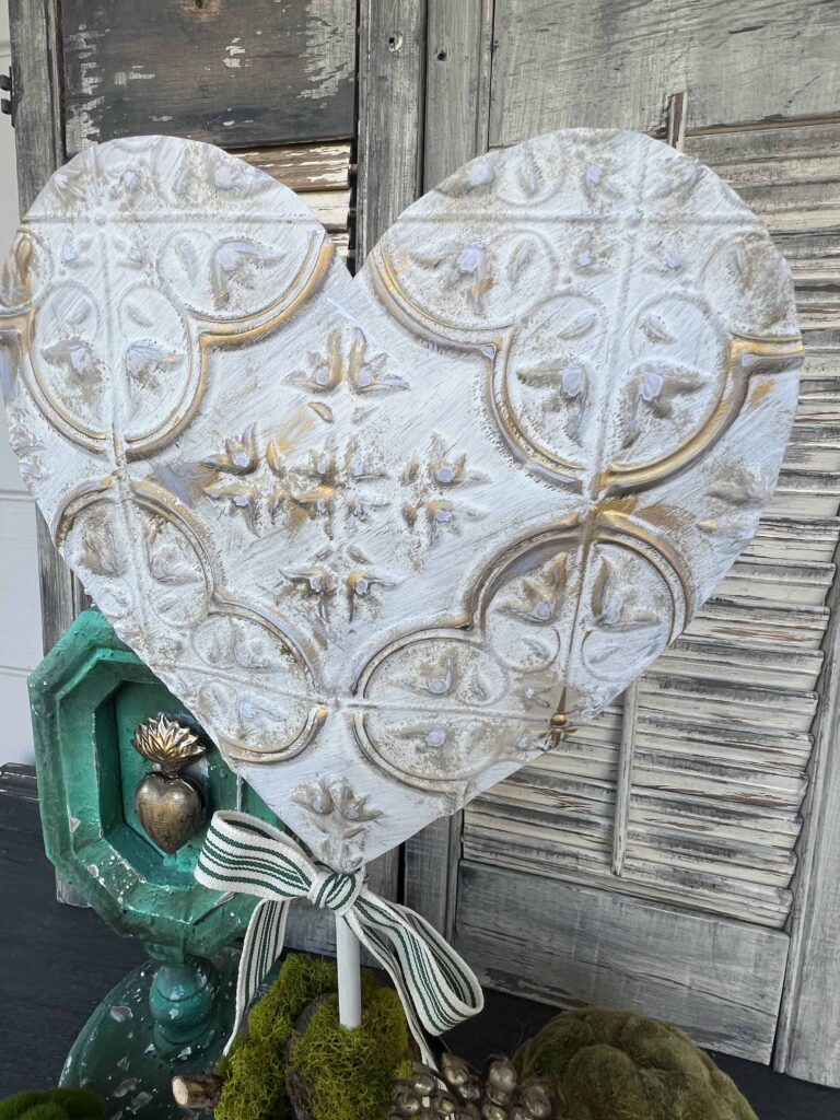 faux tin tile heart DIY