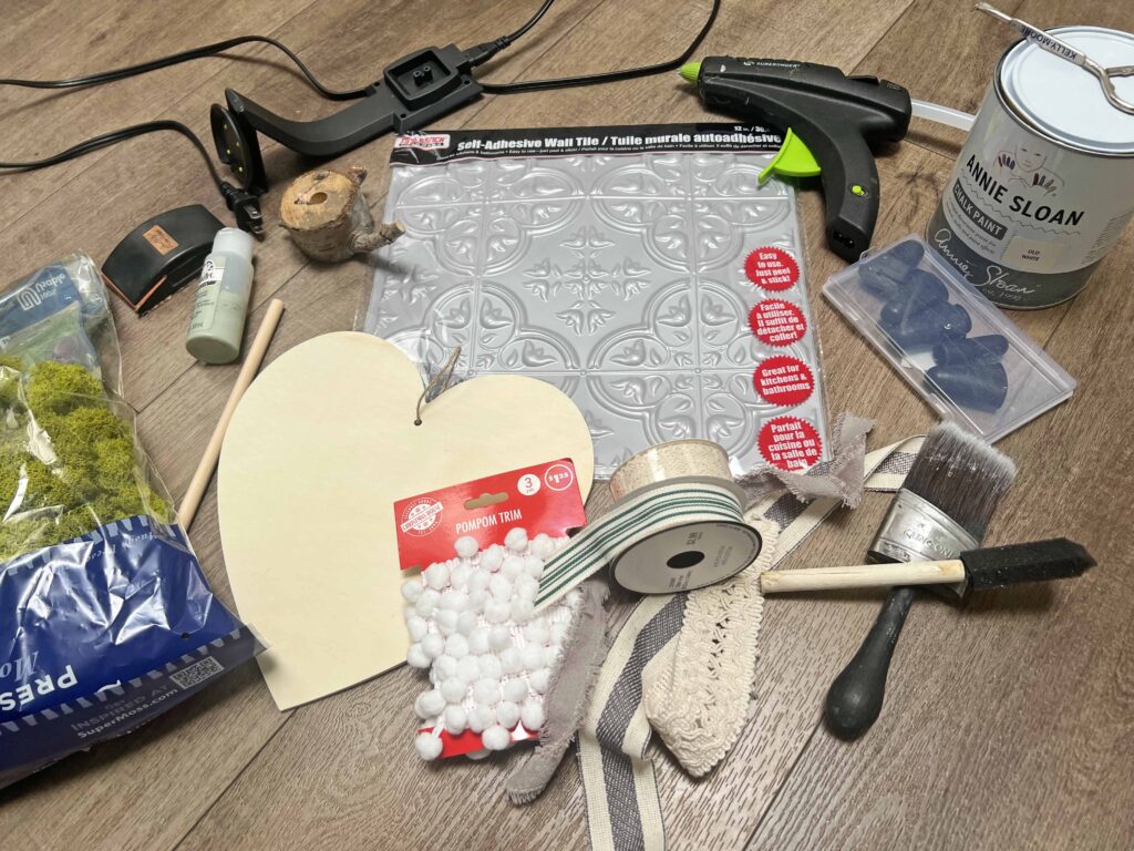 faux tin tile heart DIY