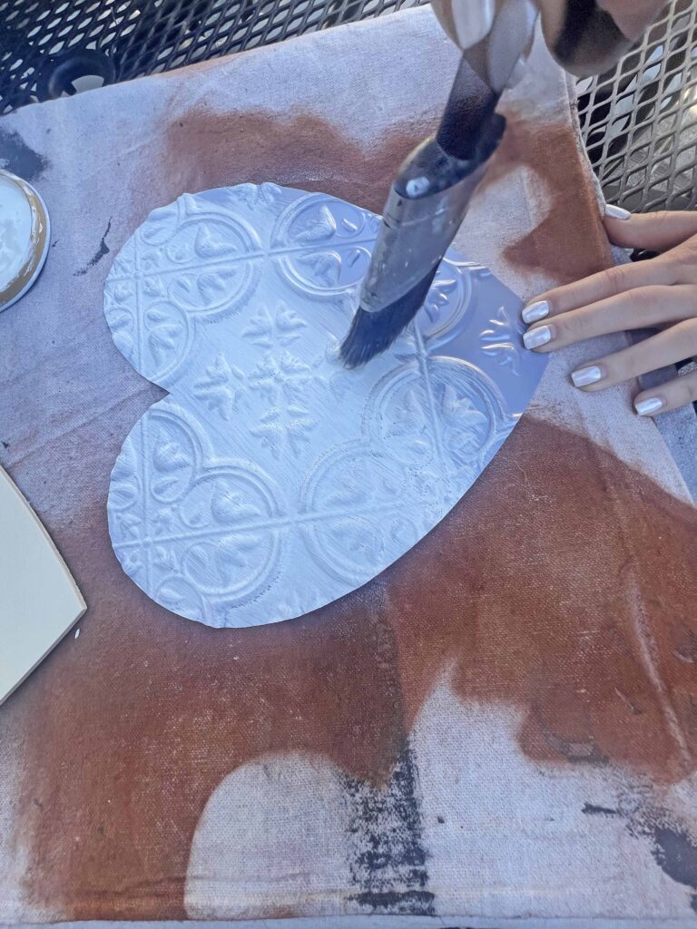 faux tin tile heart DIY