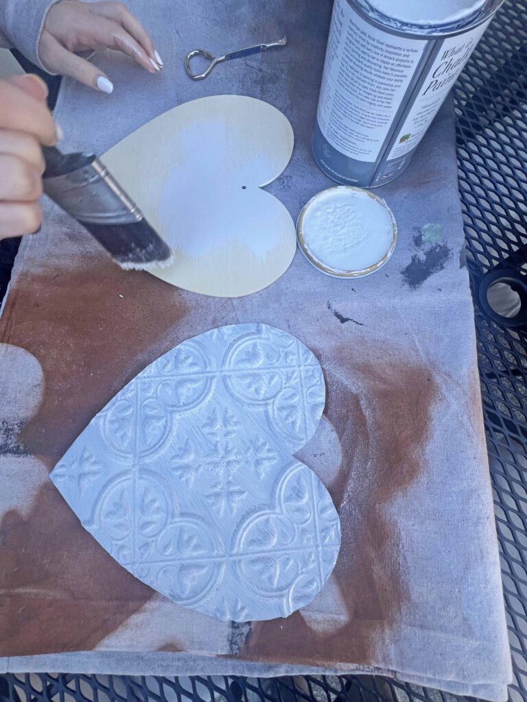 faux tin tile heart DIY