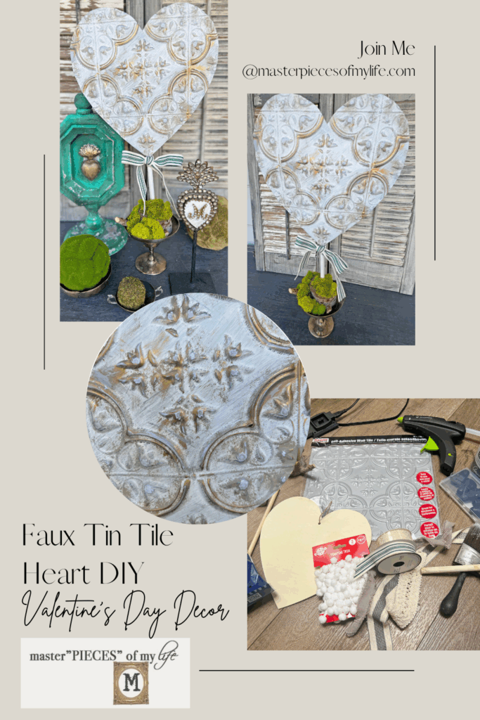 faux tin tile heart DIY Pinterest